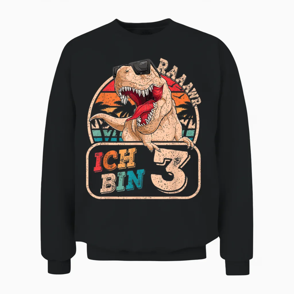 Ich Bin 3 Dinosaurier 3 Jahre Dino 3. Geburtstag Junge Party Unisex Sweatshirt in Black