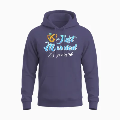 Married 25 Years 25th Wedding Anniversary Unisex Hoodie - Heather Sport Dark Navy