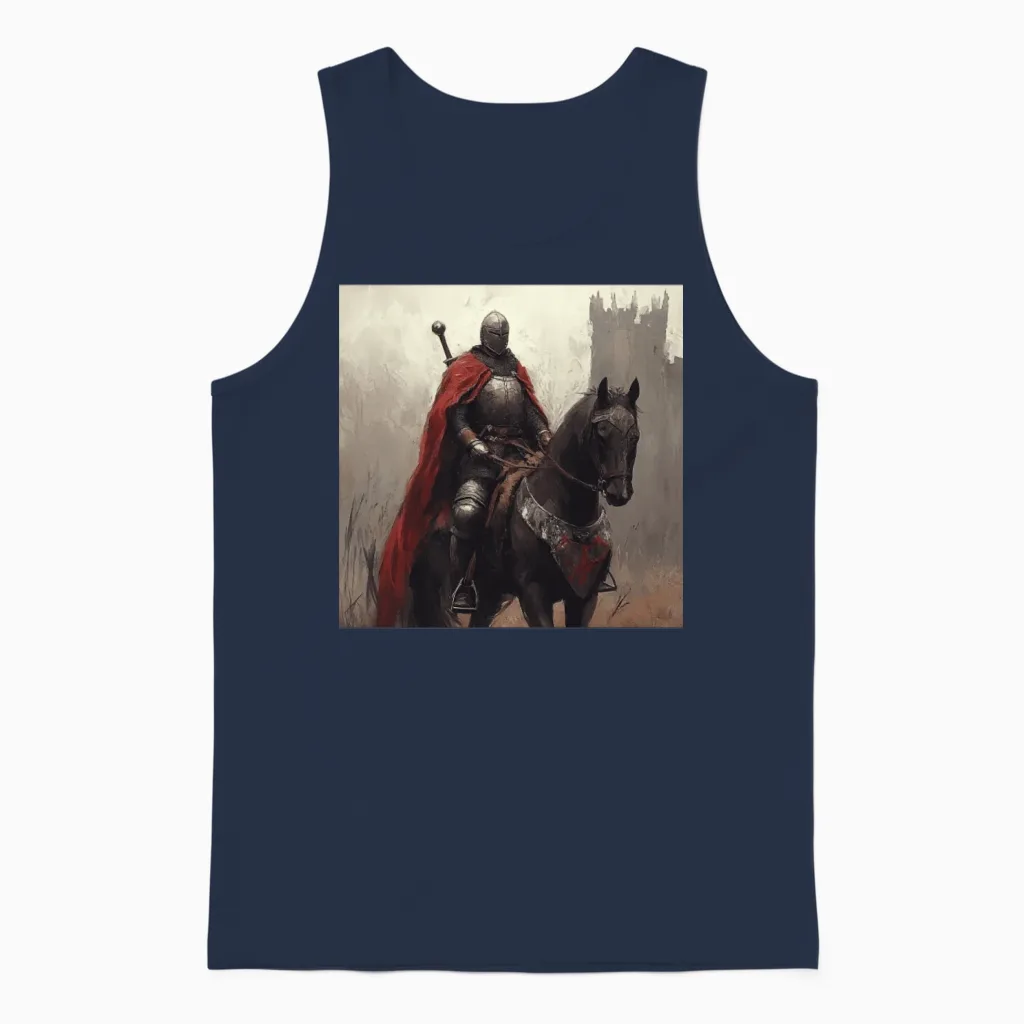 Knight on Horse Lovers Gift Unisex Tank Top in Navy