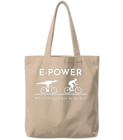 Velociraptor Chasing E-Biker Tote Bags - Natural