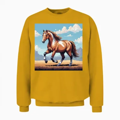 A Pixel Art of a Horse Unisex Sweatshirt - Gold