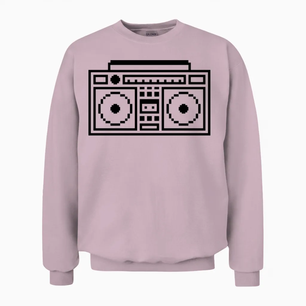 Retro Ghettoblaster Boombox Unisex Sweatshirt in Light Pink