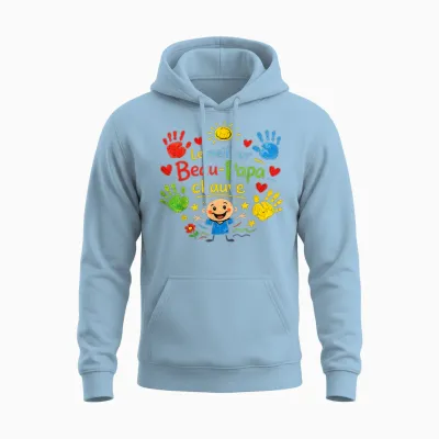 Gift Beautiful Bald Dad Funny Father's Day Christmas Unisex Hoodie - Light Blue