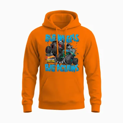 Hot Wheels - Monster Trucks Big Wheels Big Actions Unisex Hoodie - Safety Orange