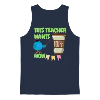 Funny Teacher T Shirt Gifts for Coffee Teachers Unisex Tank Top - Navy – 1