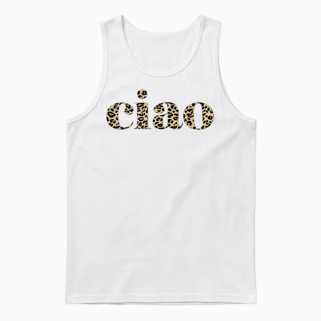 Ciao Zeichnung Unisex Tank Top in White