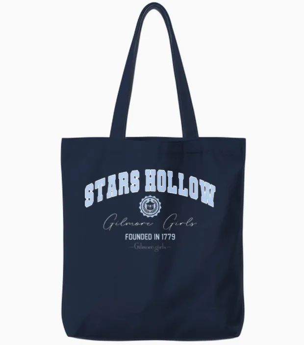 Gilmore Girls Star Hollow Tote Bags in Navy