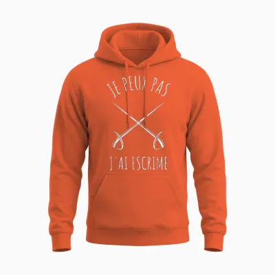 Je Peux Pas J'ai Fencing Game Gift T-Shirt, Black, S Unisex Hoodie - Orange