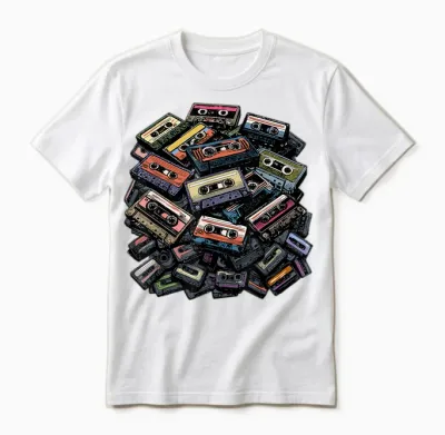 Mixtapes Shirt Cassette Vintage Cassette Tapes 80s Radio Music T-Shirt, Grey, S Unisex T-Shirt - White