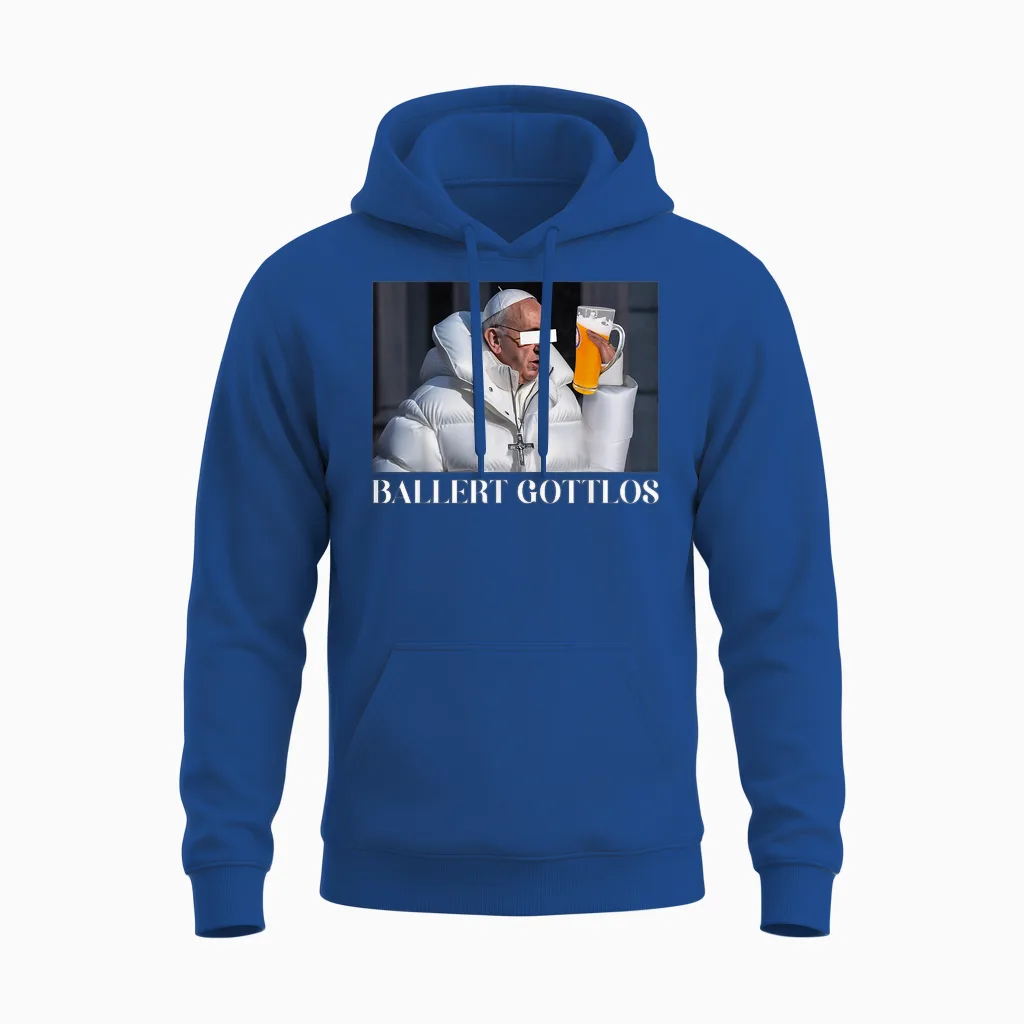 Ballert Gottlos I the Pope Drip. Francis Mag Bier Beer Fun Unisex Hoodie in Royal