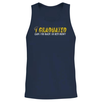 I Graduated Can I Go Back to Bed Now Unisex Tank Top - Navy