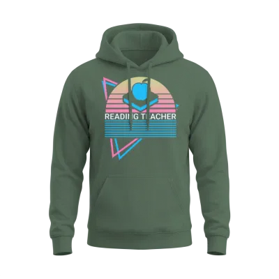 Reading Teacher Retro Unisex Hoodie - Military Green