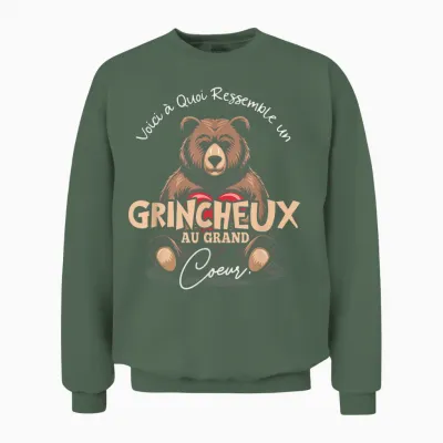 Râleur Râleur Humour Party Papa Grandpa - Grumpeux Au Grand Coeur Unisex Sweatshirt - Military Green