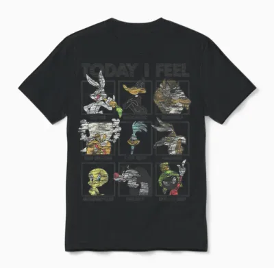 Looney Tunes Today I Feel Distressed Character Box Ups Unisex T-Shirt - Black