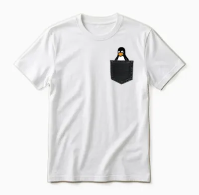 Linux Tux in a Pocket Penguin in Chest Pocket Admin Unisex T-Shirt - White