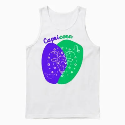 Cosmic Climb a Minimalist Capricorn Design Unisex Tank Top - White