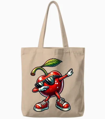 Dabbing Red Cherry Funny Cherry Fruit with Cherries T-Shirt, Black Tote Bags - Natural