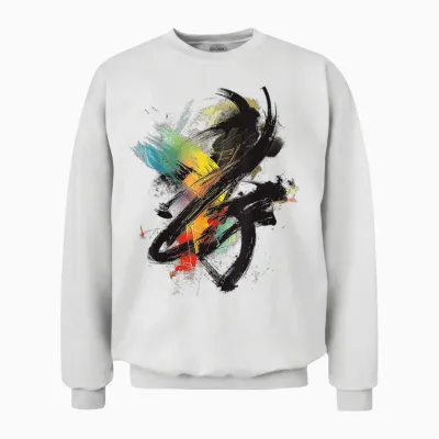 Abstract Art Colorful Graphic Art Painting T-Shirt, White, S Unisex Sweatshirt - White