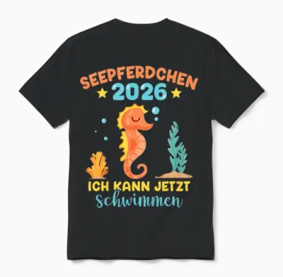 Seahorse 2026 Passed Early Swimmer Unisex T-Shirt - Black