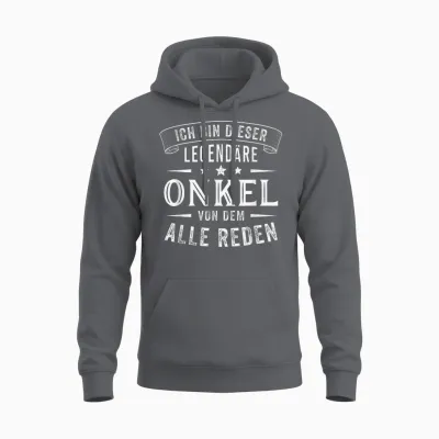 Men's T-Shirt with German Text "ich Bin Dieser Legendäre Uncle, Black Unisex Hoodie - Charcoal