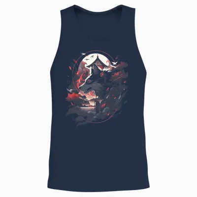 Japanese Wolf Wolves Mythology Nature Anime Otaku Unisex Tank Top - Navy