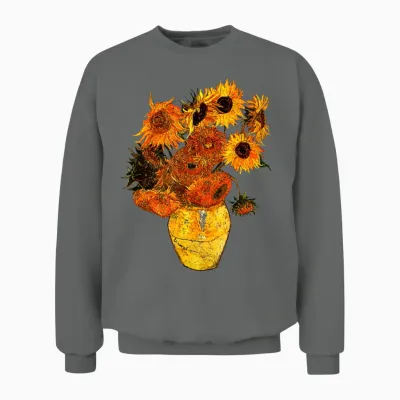 Van Gogh Sunflowers Tee Vintage Yellow Flowers Art Unisex Sweatshirt - Graphite Heather