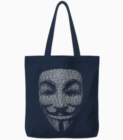 V for Vendetta Mask Guy Fawkes Tote Bags - Navy