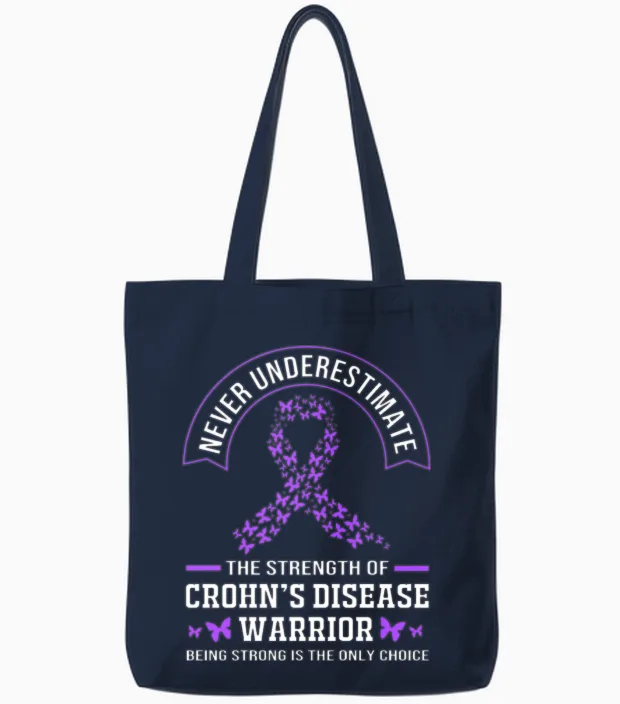 Ibd Awareness Crohns Disease Warrior Tote Bags in Navy