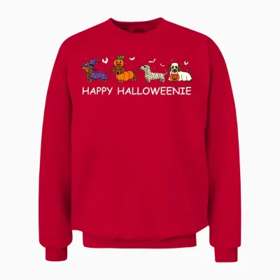 Weiner Dog Witch Happy Halloweenie Cute Halloween Dachshund Unisex Sweatshirt - Red