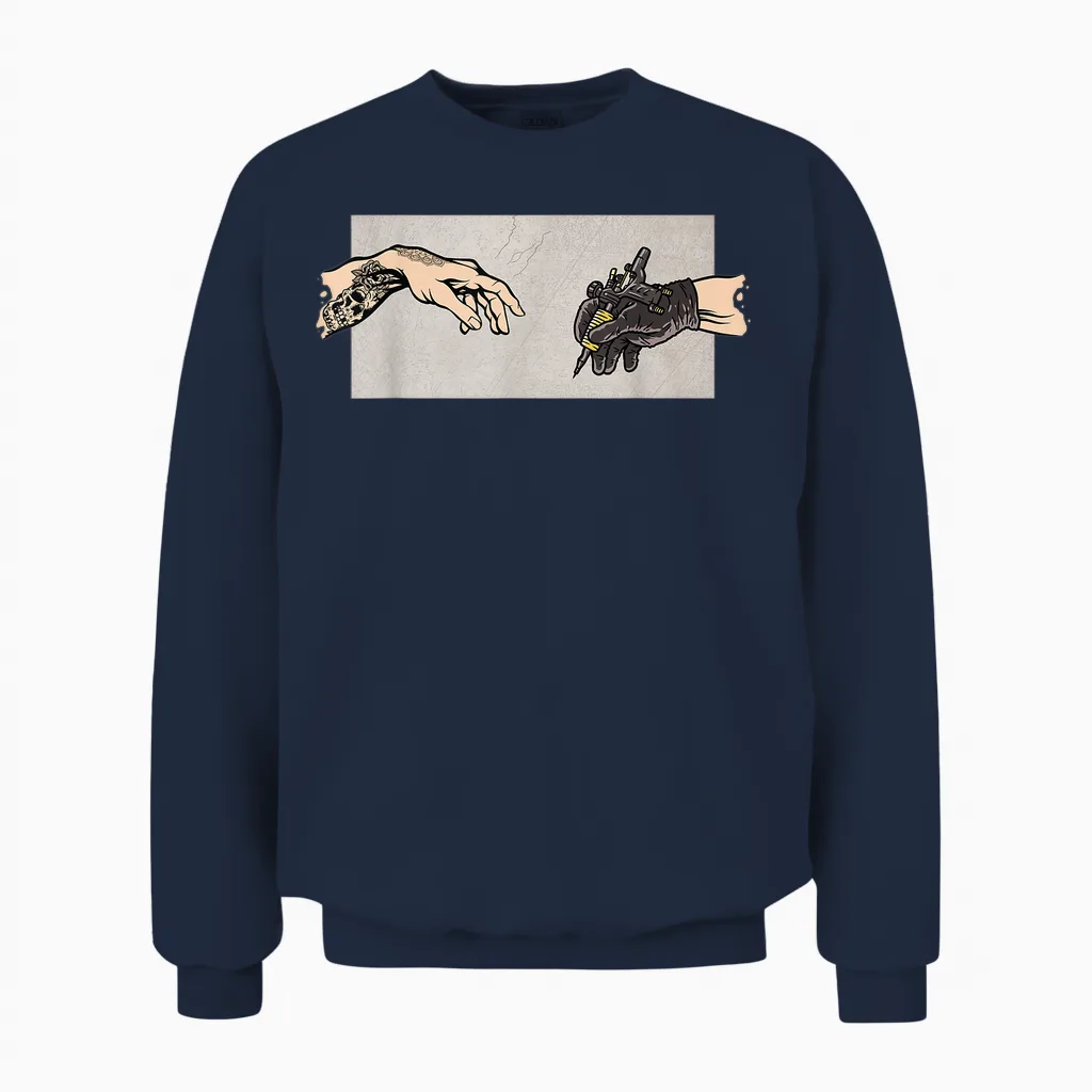 Tattoo Gun Tattoo Artist Funny Tattoo T-Shirt, Black Unisex Sweatshirt in Navy