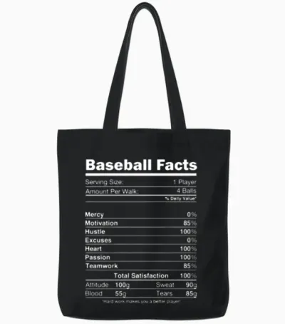 Baseball Facts Tote Bags - Black