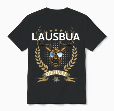 Lausbua Hirsch Lederhose Kinder Trachten Herren Lausbua Unisex T-Shirt - Black
