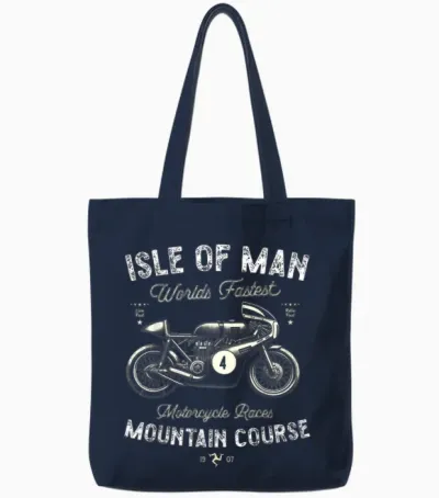 Retro Isle of Man Tt Races Vintage Motorcycle Race Tote Bags - Navy