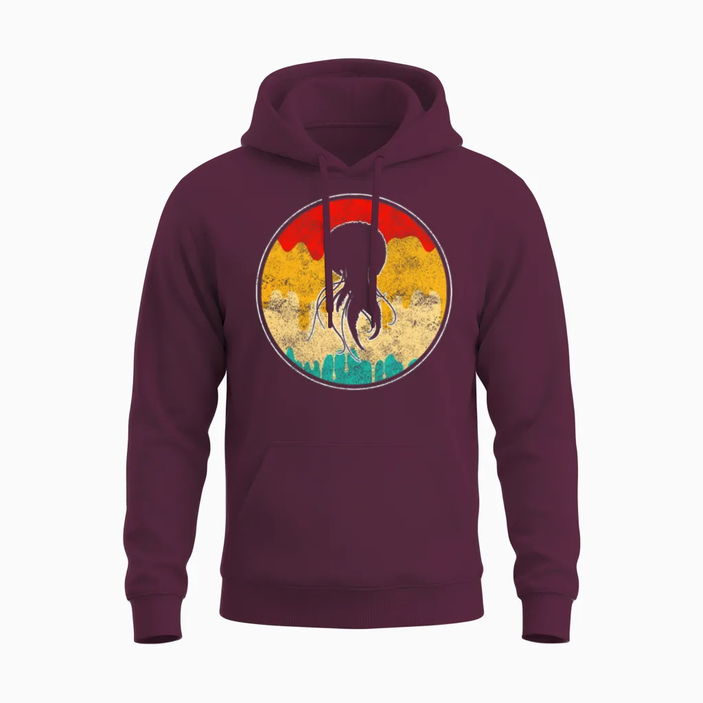 Jellyfish Retro Unisex Hoodie in Maroon