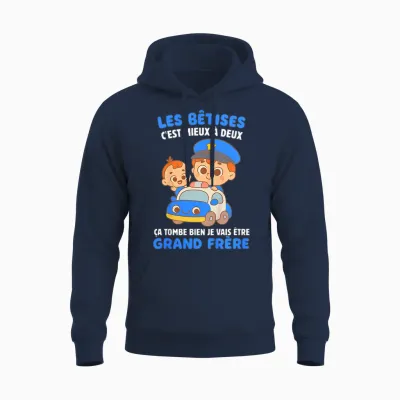 Enfant Je Vais être Grand Frère 2026 Garçon Futur Grand Frère Drole Unisex Hoodie - Navy