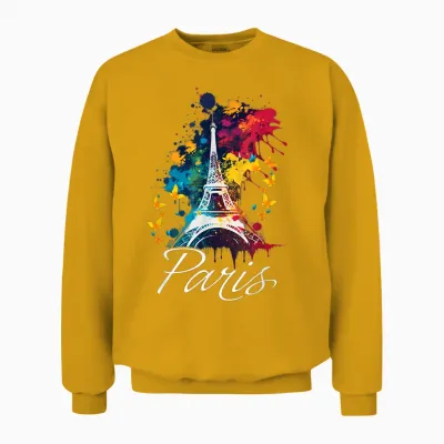 Eiffel Tower Paris Girls Travel Holiday France Souvenir T-Shirt, Black Unisex Sweatshirt - Gold