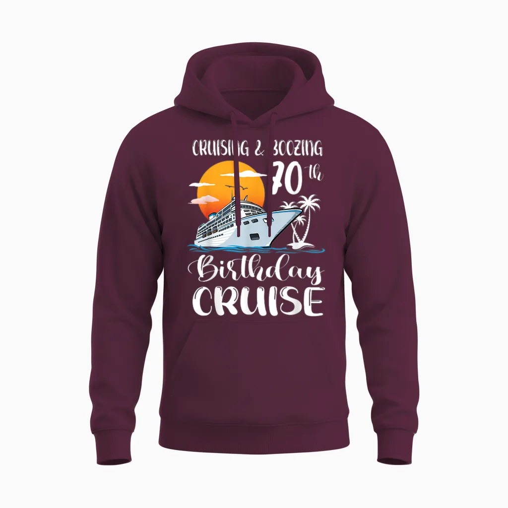 Kreuzfahrt Und Saufen 70. Geburtstag Reise Kreuzfahrtschiff Unisex Hoodie in Maroon