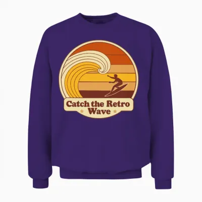 Catch the Retro Wave Earthy Surfer Retro 70s Unisex Sweatshirt - Purple