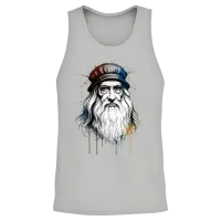 Mystic Bearded Sage Portrait Splash Unisex Tank Top - Ash – 2