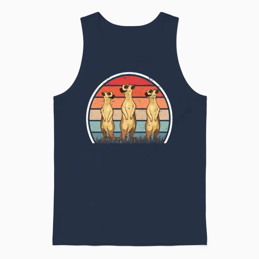 Meerkat Vintage Retro Unisex Tank Top - Navy