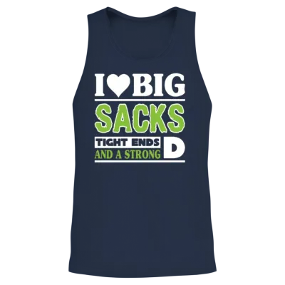 Heart Big Sacks Tight Ends Strong D Funny Unisex Tank Top - Navy