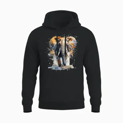 @n!mal - Tier Zoo Elefant T-Shirt, Unisex-Kinder, Weiß, S Unisex Hoodie - Black