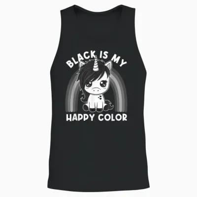 Black Is My Happy Color Gothic Girl Emo Gothic Einhorn Unisex Tank Top - Black