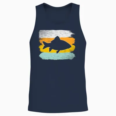 Fish Retro Unisex Tank Top - Navy