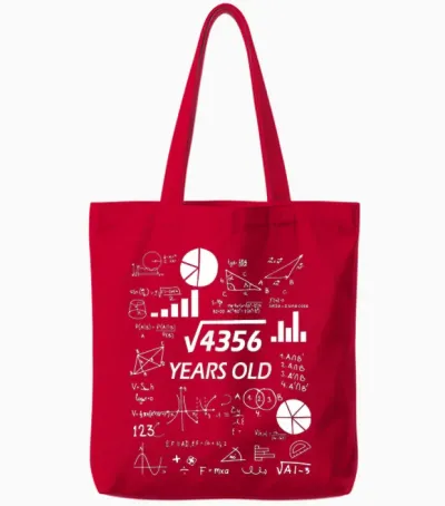 66 Anniversaire Math Carré Racine Tote Bags - Red