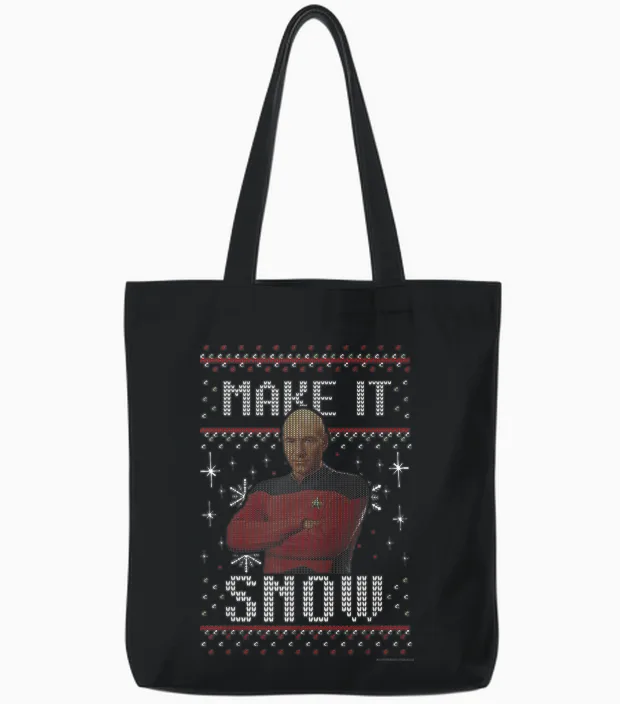 Star Trek: the Next Generation Make It Snow Tote Bags in Black