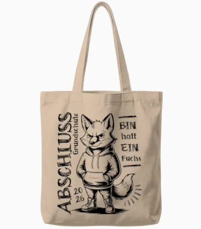 Graduation 2026 Primary School T-Shirt - Bin Halt Ein Fuchs Tote Bags - Natural