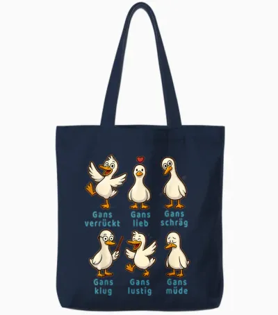 Funny Goose Design Crazy Love Smart Slanted Humour Fans Tote Bags - Navy