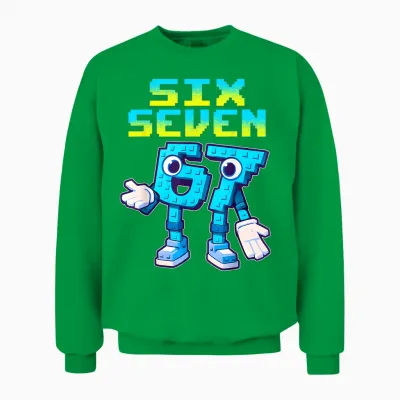 67 Six Seven 6-7 - Funny Italian Brainrot Kids Gaming Meme Unisex Sweatshirt - Irish Green