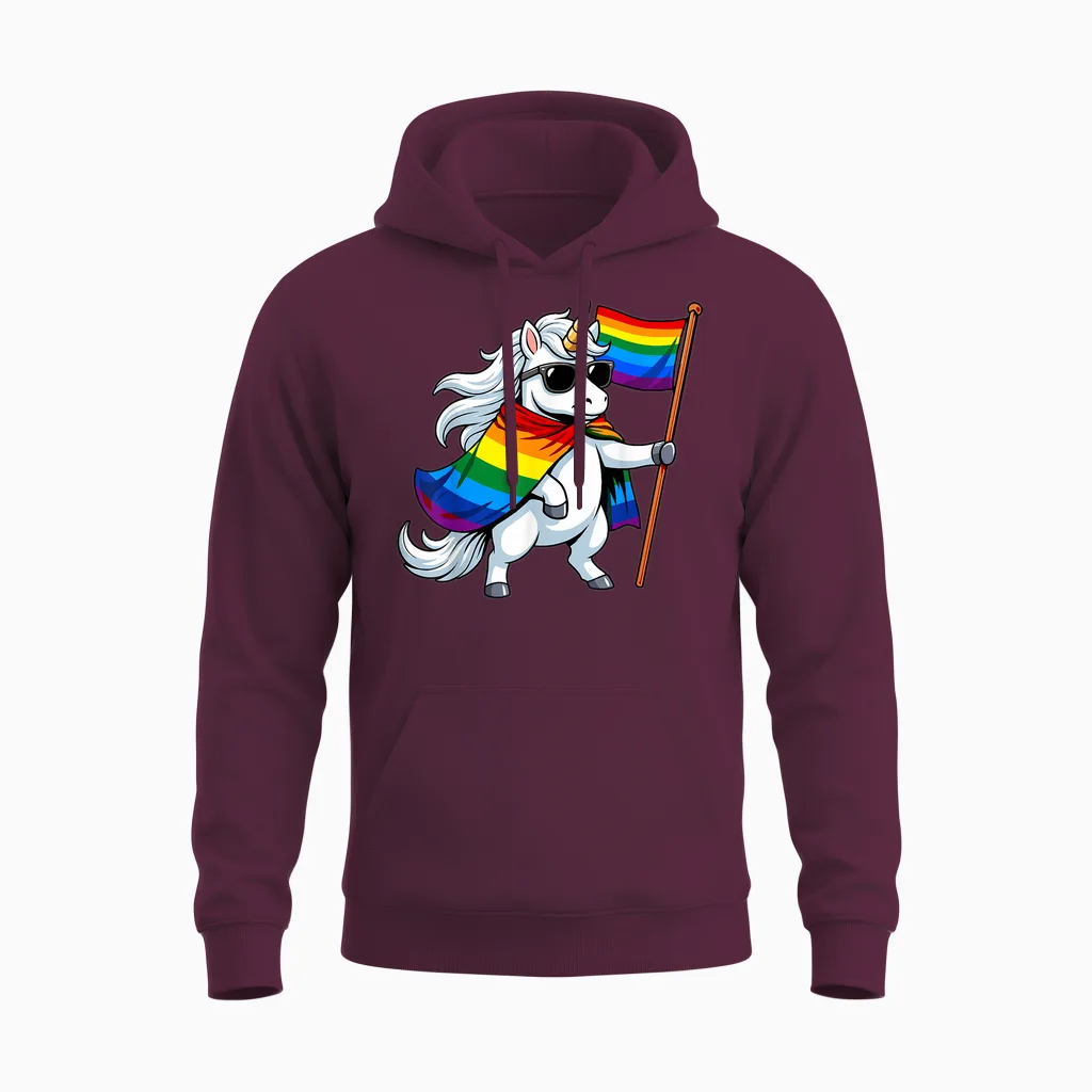 Einhorn-Lgbtq-Preismonat Unisex Hoodie in Maroon